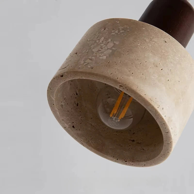 Lampa wisząca z naturalnego kamienia i drewna – nowoczesna lampa sufitowa do kuchni lub jadalni