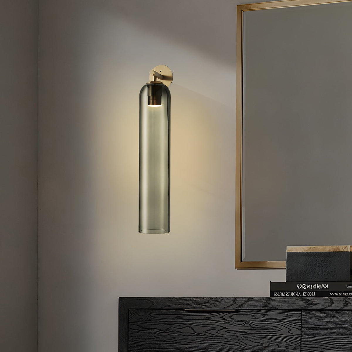 Szklana lampa ścienna June cylindryczna 30