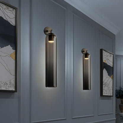 Szklana lampa ścienna June cylindryczna 34