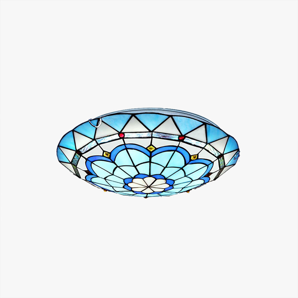 Szklana lampa sufitowa Tiffany, wielokolorowa, do sypialni 1
