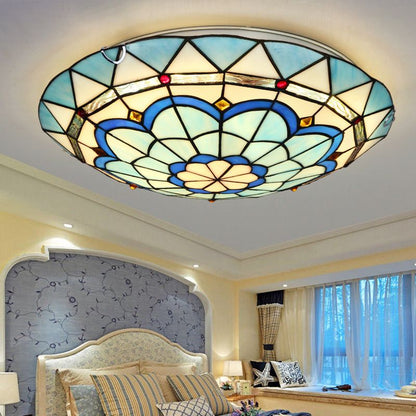 Szklana lampa sufitowa Tiffany, wielokolorowa, do sypialni 3