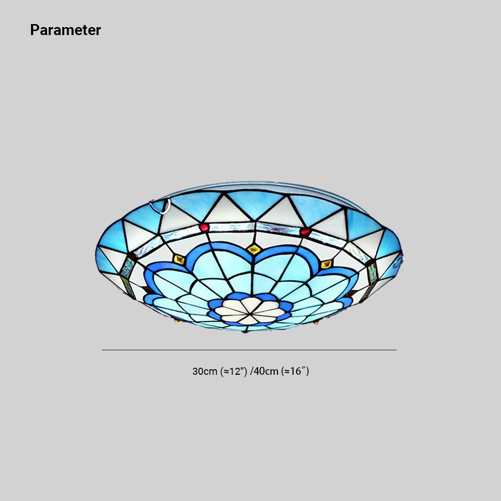 Szklana lampa sufitowa Tiffany, wielokolorowa, do sypialni 4
