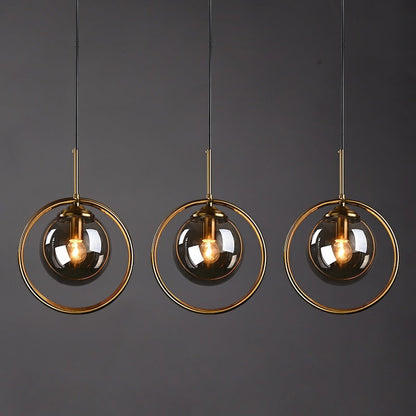 Szklana lampa wisząca Zoey z metalowym pierścieniem 3