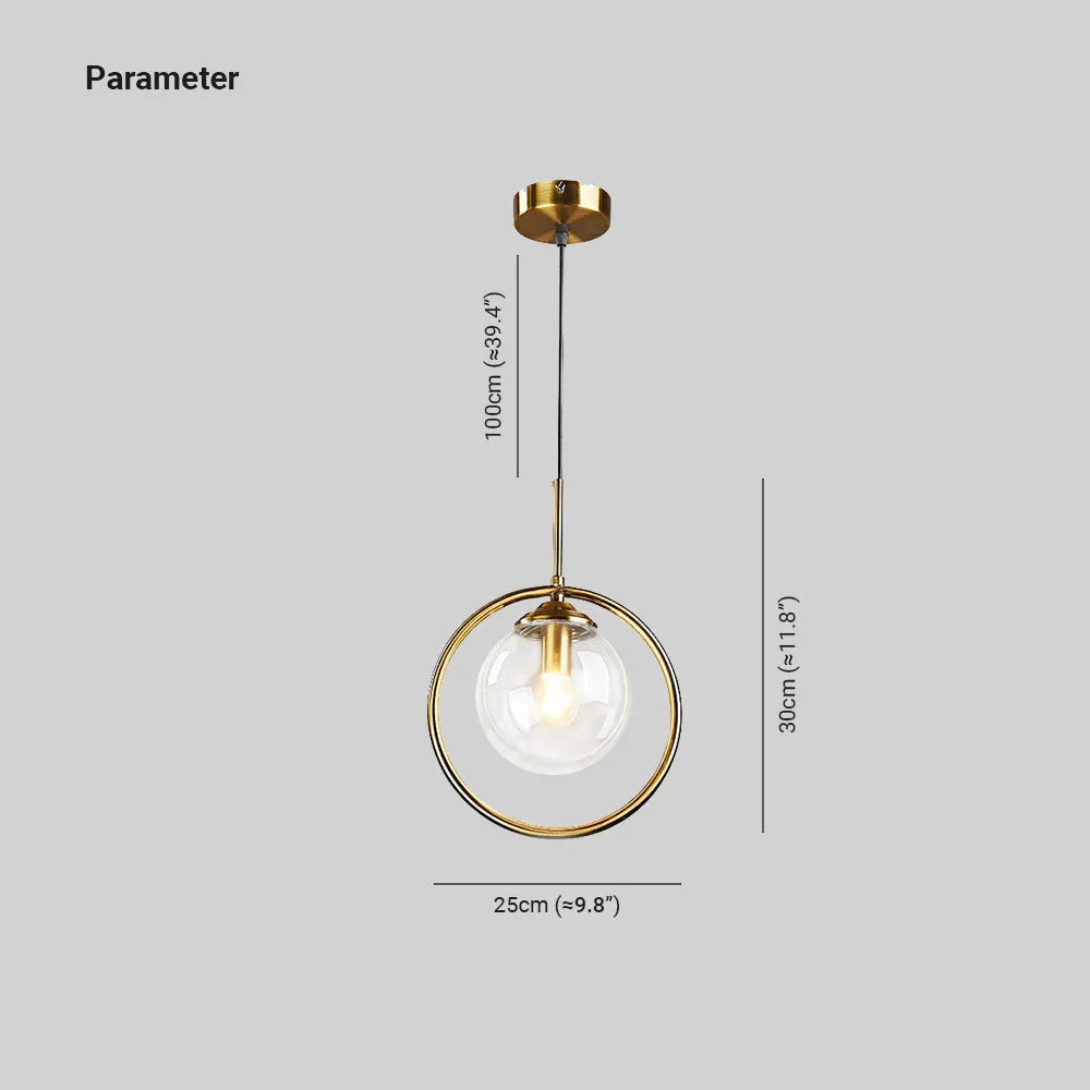 Szklana lampa wisząca Zoey z metalowym pierścieniem 7