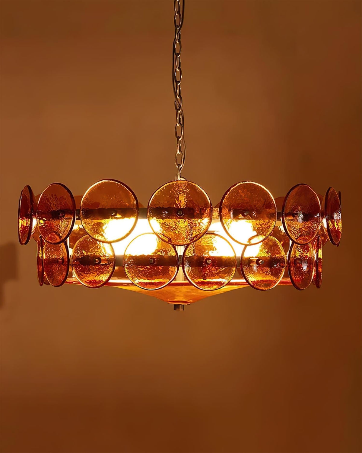 Szklany żyrandol Ventilo Amber 14