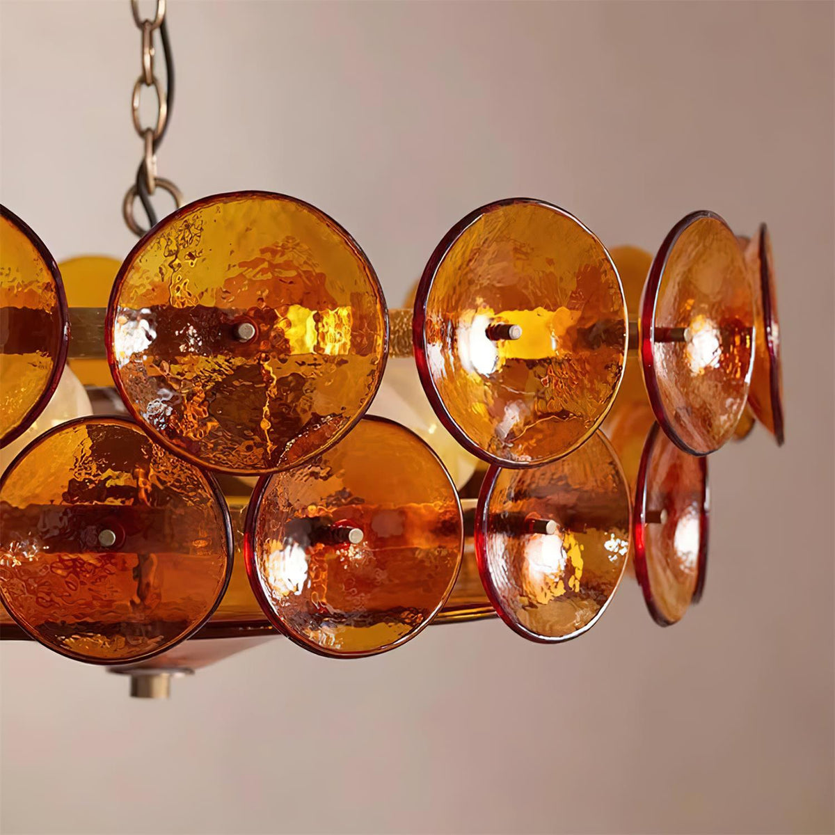 Szklany żyrandol Ventilo Amber 15