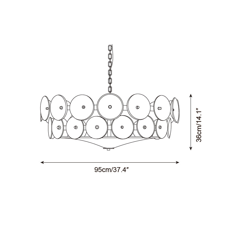 Szklany żyrandol Ventilo Amber 29
