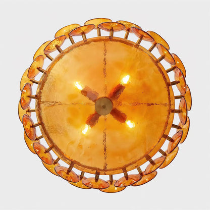 Szklany żyrandol Ventilo Amber 5