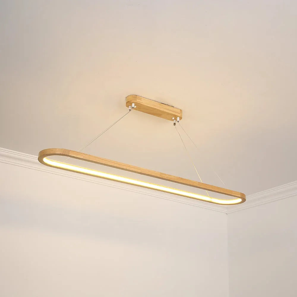 Współczesna owalna drewniana lampa wisząca Veon 10