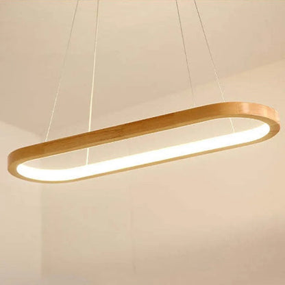 Współczesna owalna drewniana lampa wisząca Veon 11