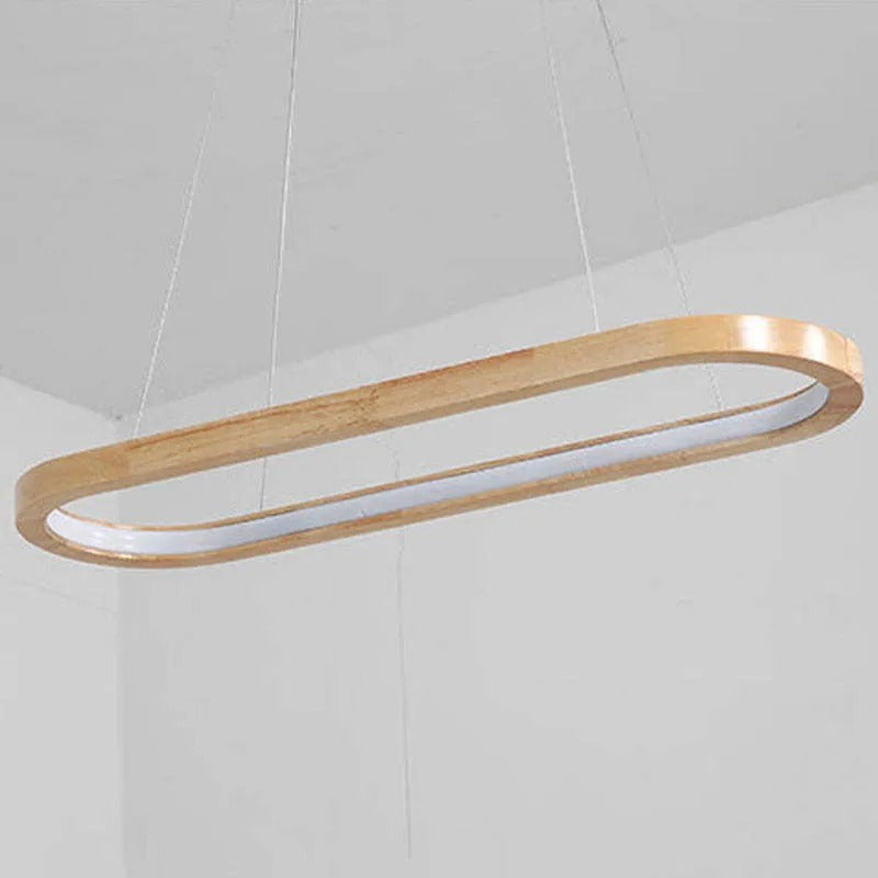 Współczesna owalna drewniana lampa wisząca Veon 12