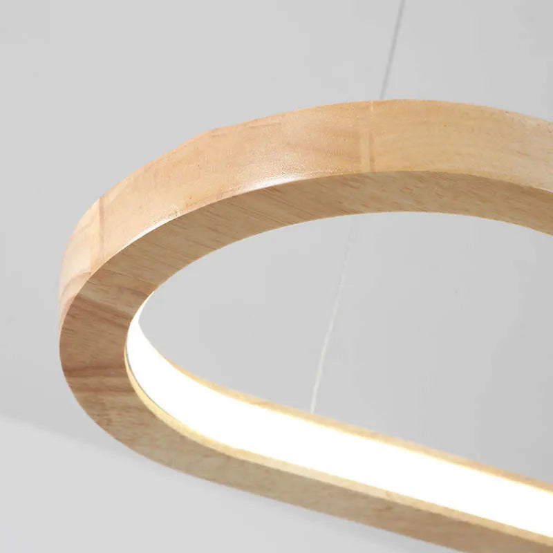 Współczesna owalna drewniana lampa wisząca Veon 13