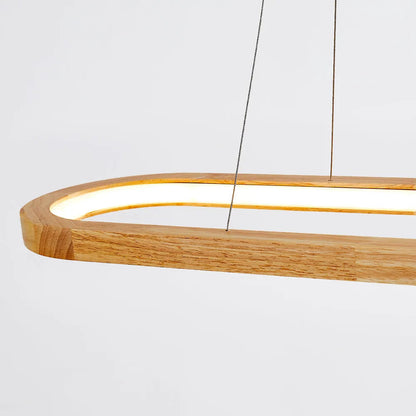 Współczesna owalna drewniana lampa wisząca Veon 16