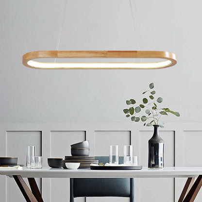 Współczesna owalna drewniana lampa wisząca Veon 2