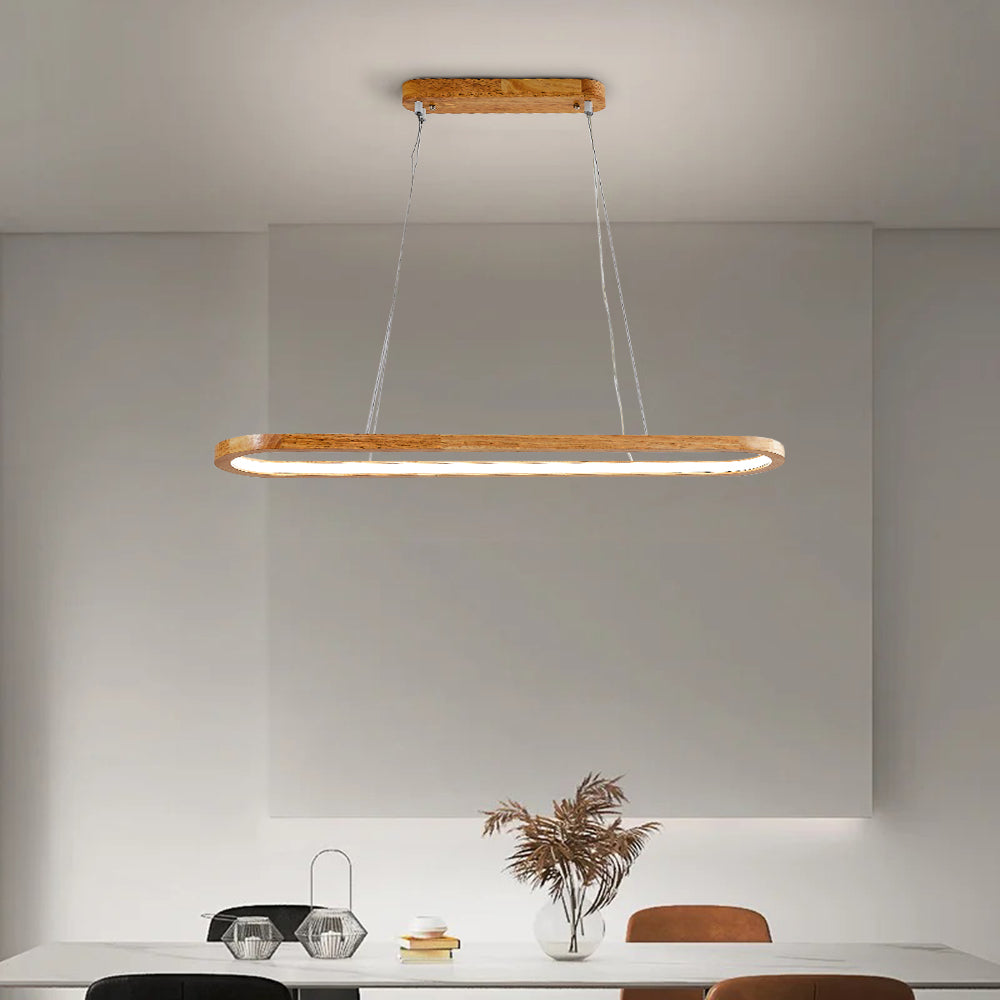 Współczesna owalna drewniana lampa wisząca Veon 3