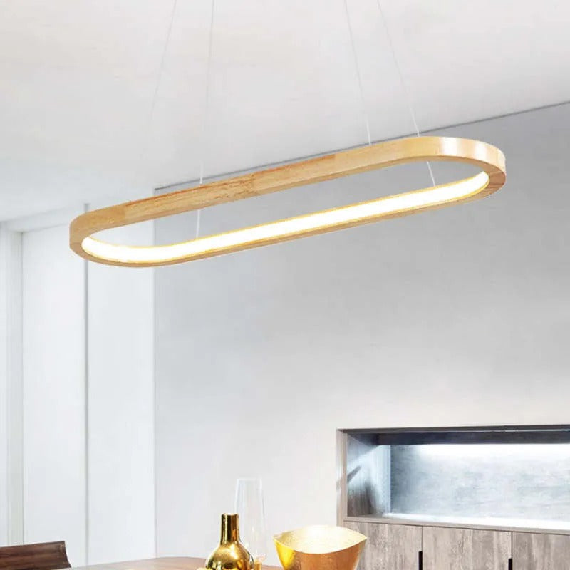 Współczesna owalna drewniana lampa wisząca Veon 5