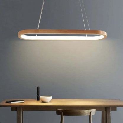 Współczesna owalna drewniana lampa wisząca Veon 6