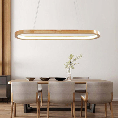 Współczesna owalna drewniana lampa wisząca Veon 8