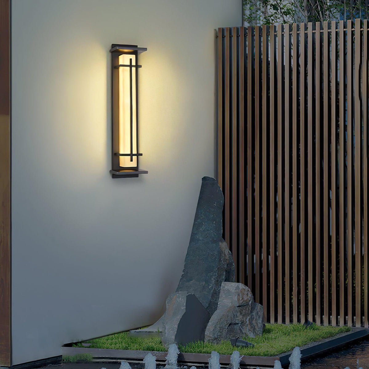 Zewnętrzna lampa ścienna Ray Square imitacja alabastru wodoodporna 10