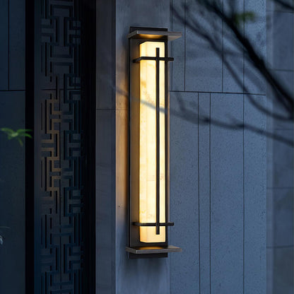 Zewnętrzna lampa ścienna Ray Square imitacja alabastru wodoodporna 12