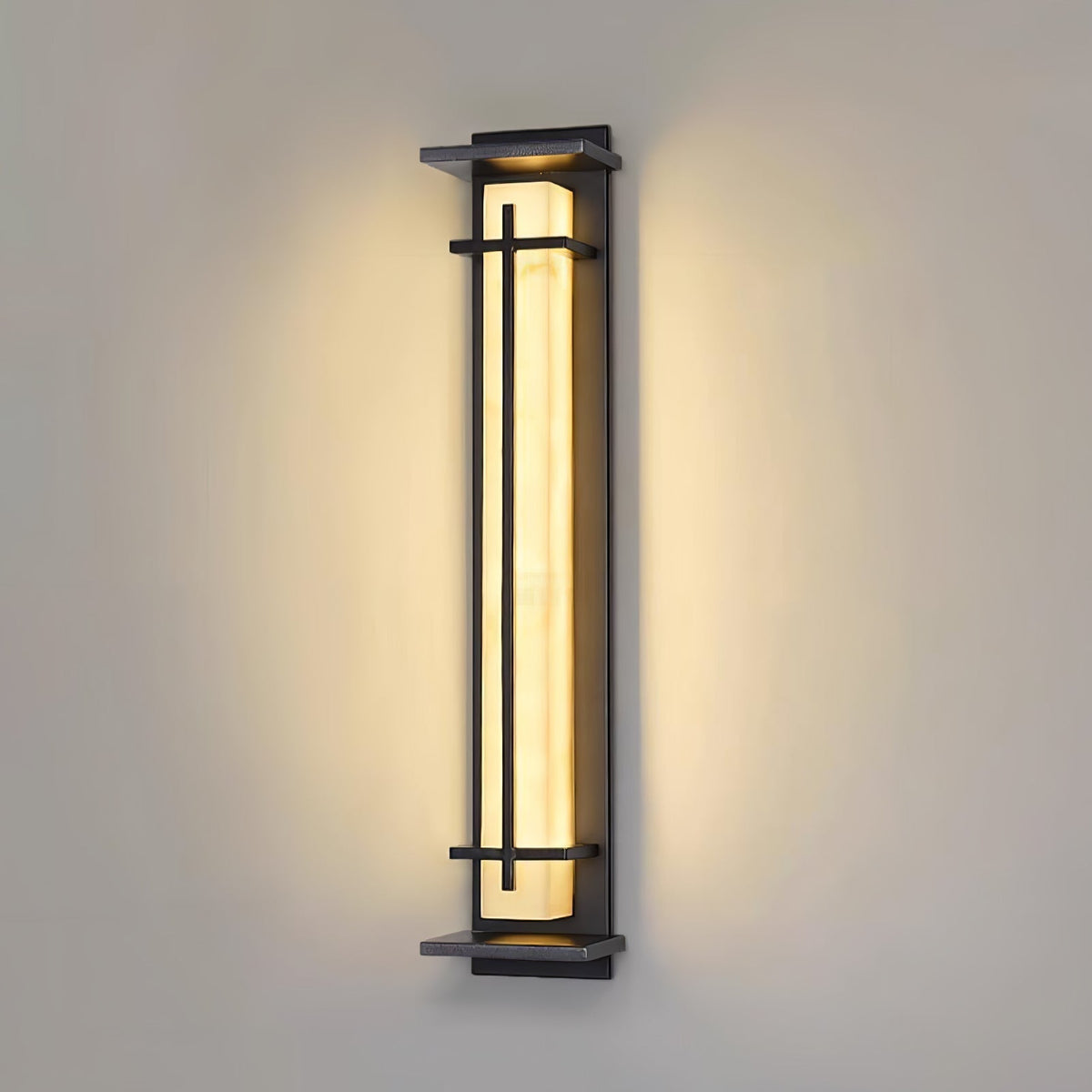 Zewnętrzna lampa ścienna Ray Square imitacja alabastru wodoodporna 18