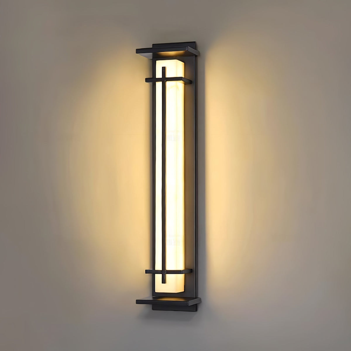 Zewnętrzna lampa ścienna Ray Square imitacja alabastru wodoodporna 19