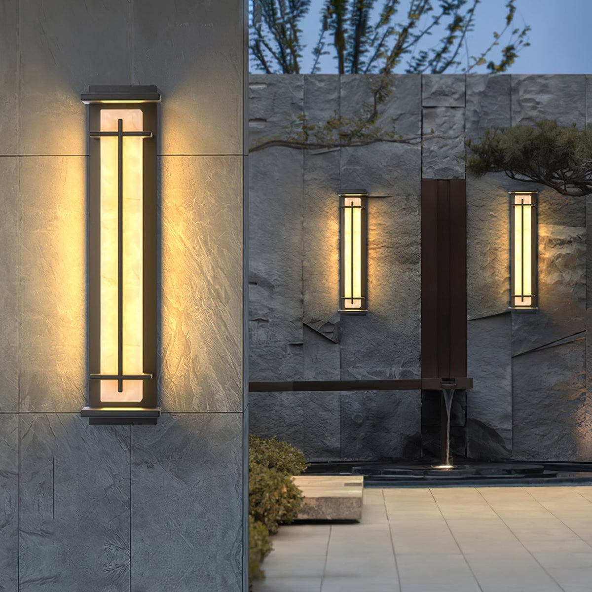 Zewnętrzna lampa ścienna Ray Square imitacja alabastru wodoodporna 34