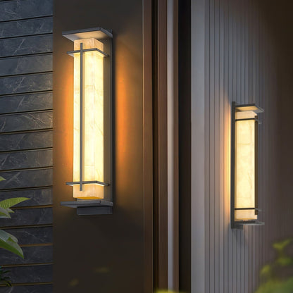 Zewnętrzna lampa ścienna Ray Square imitacja alabastru wodoodporna 38