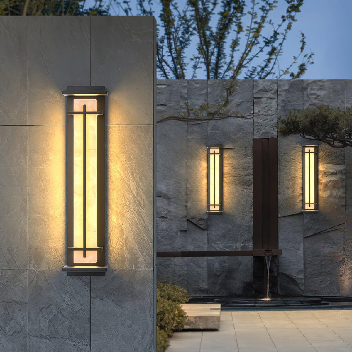 Zewnętrzna lampa ścienna Ray Square imitacja alabastru wodoodporna 52