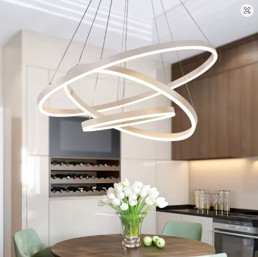 Designerska lampa wisząca LED żyrandol – nowoczesna forma pierścieni 3D