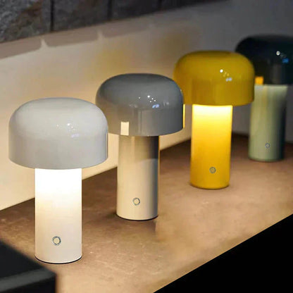 Nowoczesna lampa stołowa LED typu „grzybek” – przenośna, ładowalna, dotykowa