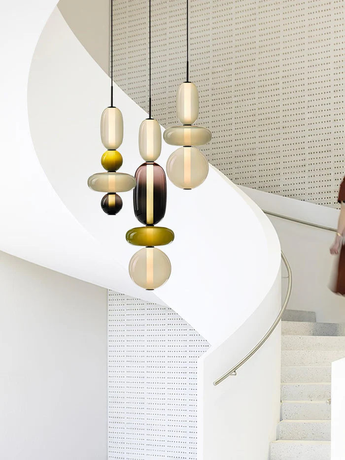 Lampa wisząca ze szkła kandyzowanego