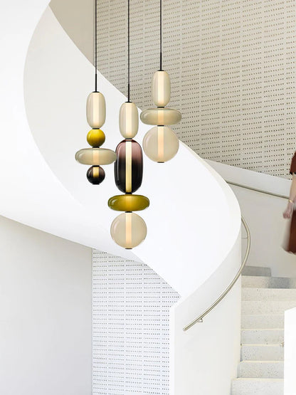 Lampa wisząca ze szkła kandyzowanego