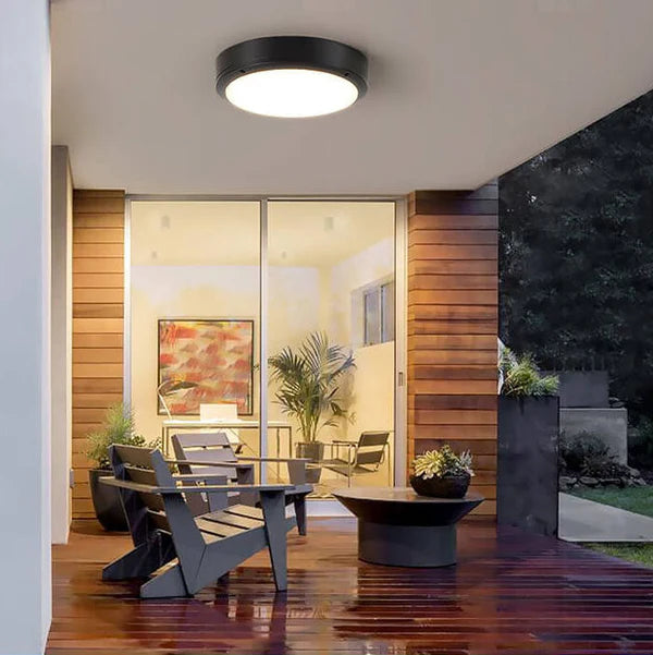 Nowoczesna lampa sufitowa LED do zastosowań zewnętrznych i wewnętrznych