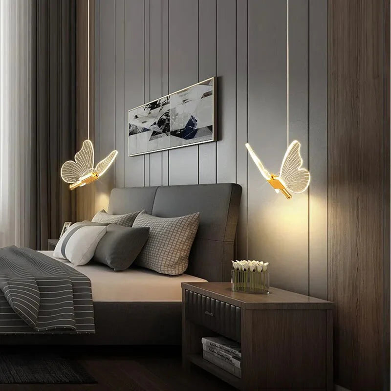 Lampa wisząca LED w kształcie motyla – designerskie oświetlenie do sypialni i salonu