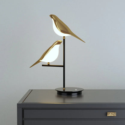 Lampka nocna LED z ptakami – designerska lampa stołowa do sypialni i salonu