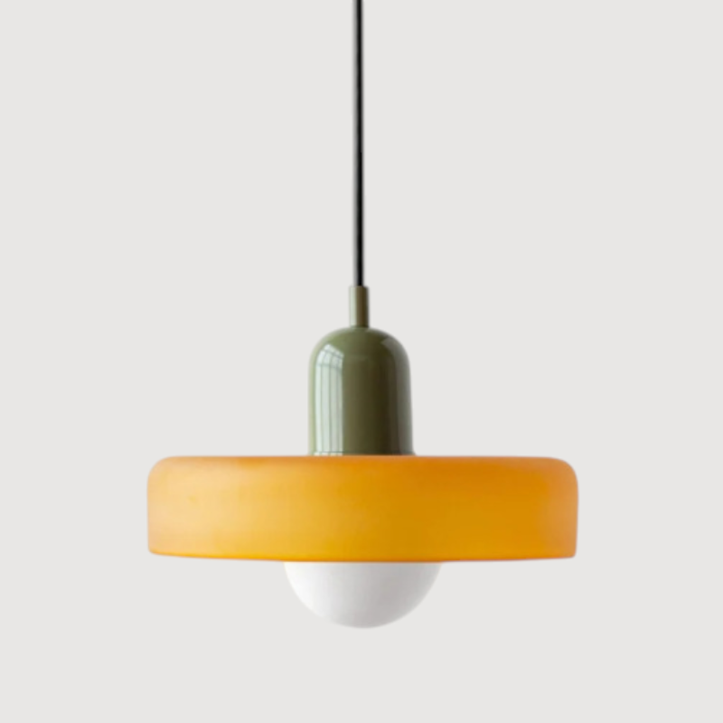 Nowoczesna lampa wisząca z kolorowym szklanym kloszem Bauhaus