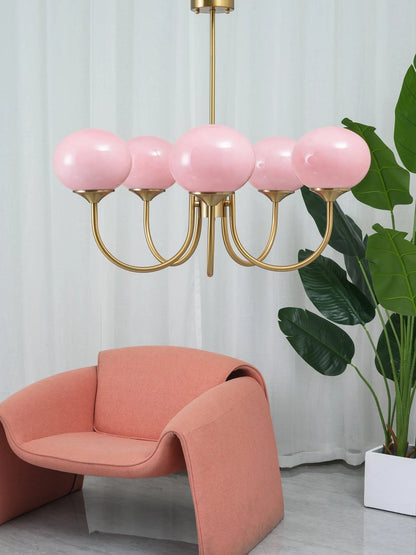 Lampa wisząca żyrandol w stylu retro glamour z kulistymi kloszami