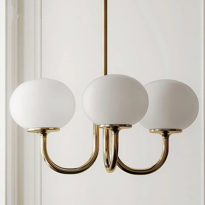 Lampa wisząca żyrandol w stylu retro glamour z kulistymi kloszami