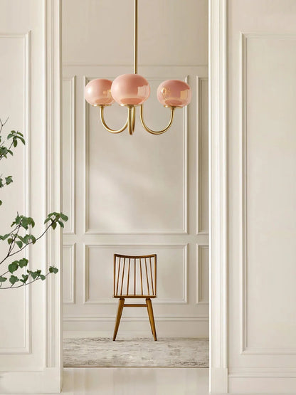 Lampa wisząca żyrandol w stylu retro glamour z kulistymi kloszami