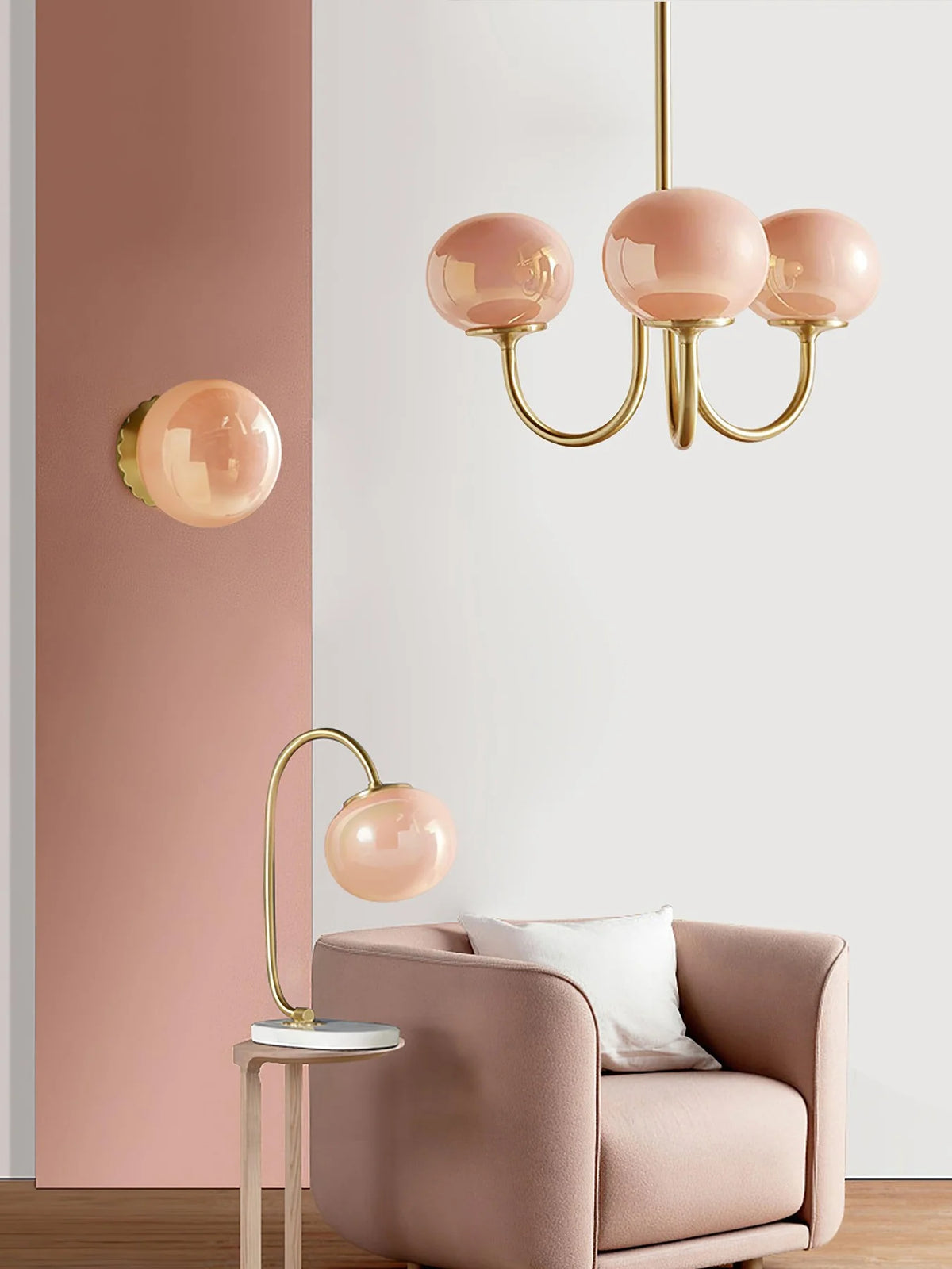 Lampa wisząca żyrandol w stylu retro glamour z kulistymi kloszami