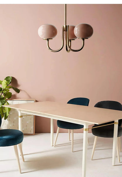 Lampa wisząca żyrandol w stylu retro glamour z kulistymi kloszami