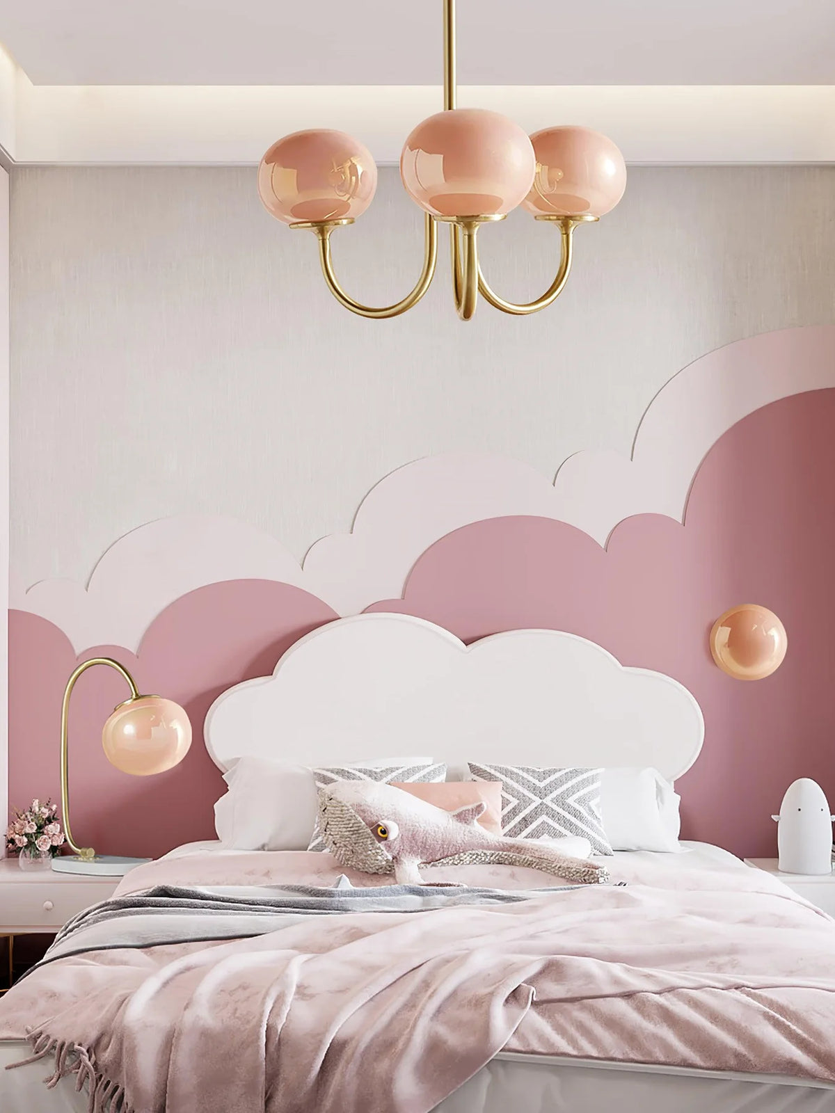 Lampa wisząca żyrandol w stylu retro glamour z kulistymi kloszami