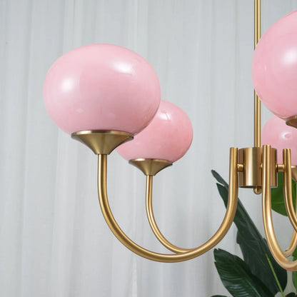 Lampa wisząca żyrandol w stylu retro glamour z kulistymi kloszami