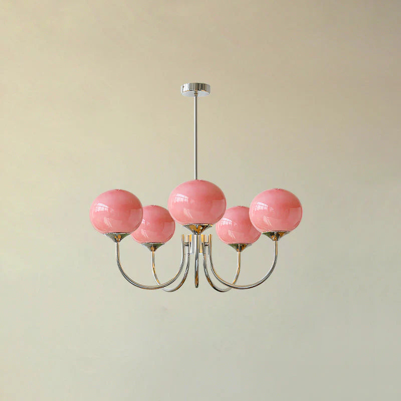 Lampa wisząca żyrandol w stylu retro glamour z kulistymi kloszami
