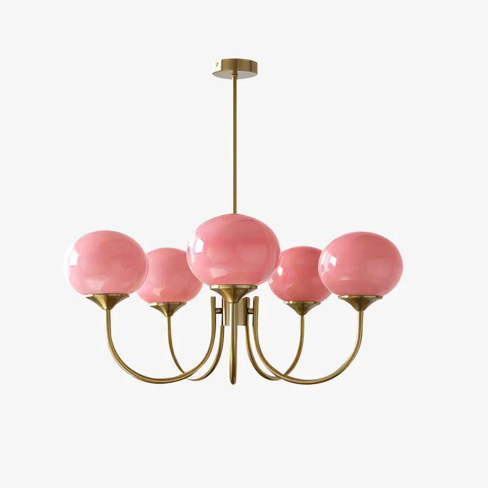 Lampa wisząca żyrandol w stylu retro glamour z kulistymi kloszami