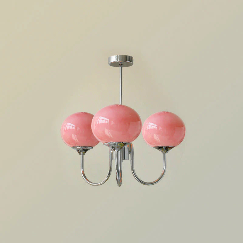 Lampa wisząca żyrandol w stylu retro glamour z kulistymi kloszami