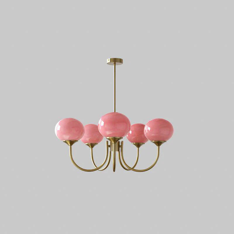 Lampa wisząca żyrandol w stylu retro glamour z kulistymi kloszami