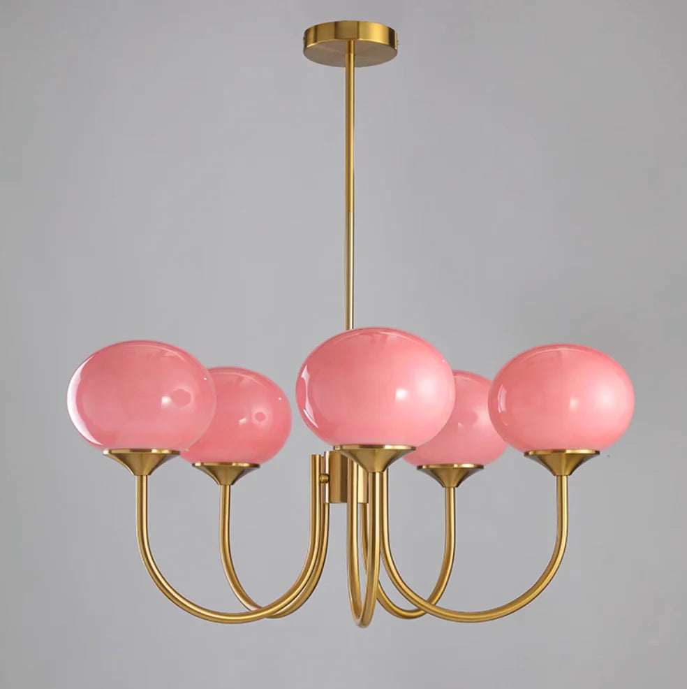Lampa wisząca żyrandol w stylu retro glamour z kulistymi kloszami