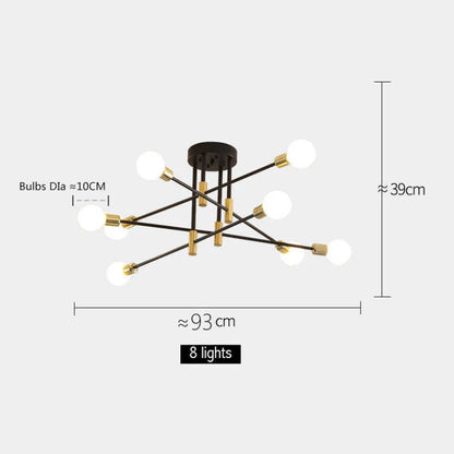 Industrialna lampa sufitowa żyrandol z okrągłymi lampami